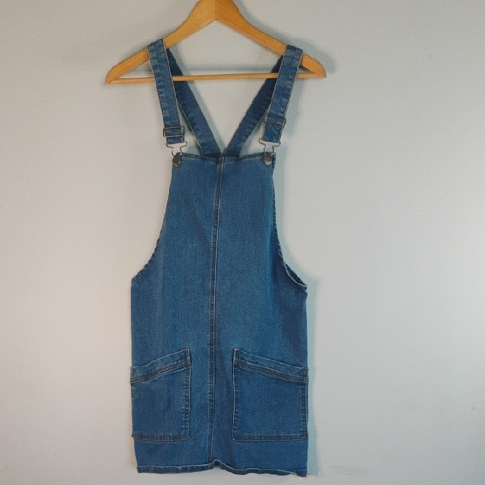No Boundaries Classic Denim Bibbed Overall Skirt w/ Front Pockets Size 3-5 City